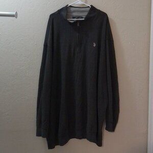 U.S. Polo Assn. Men’s 4XLT Quarter Zip Pullover – Charcoal Gray Knit Rare Size